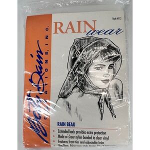 Betty Dain RAIN BEAU Rain Wear Hood Bonnet Hat Clear #112 Vintage NEW SEALED